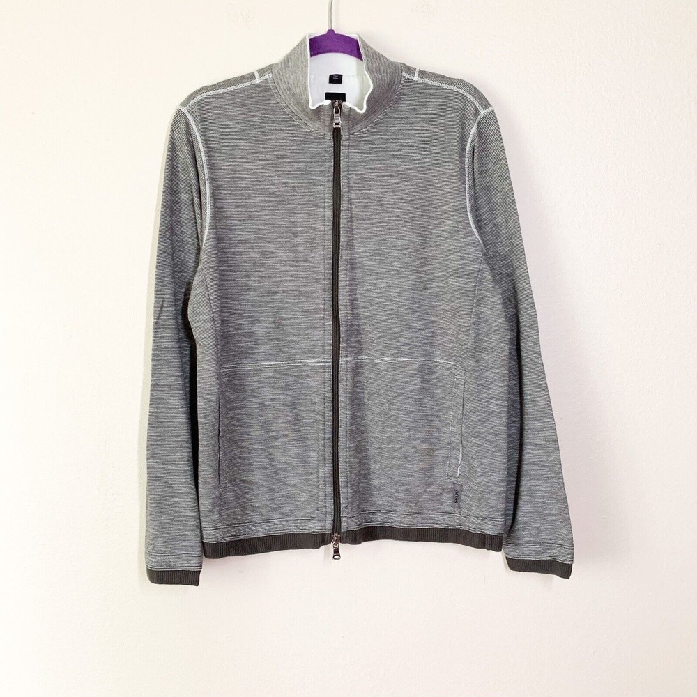 Boss Hugo Boss Cannobio 21 Sweater Men's XL Mock Neck Zip Pockets Gray